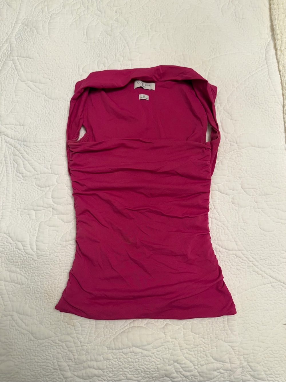 Aritzia Sleeveless Ruched Tank - Fuchsia Pink
